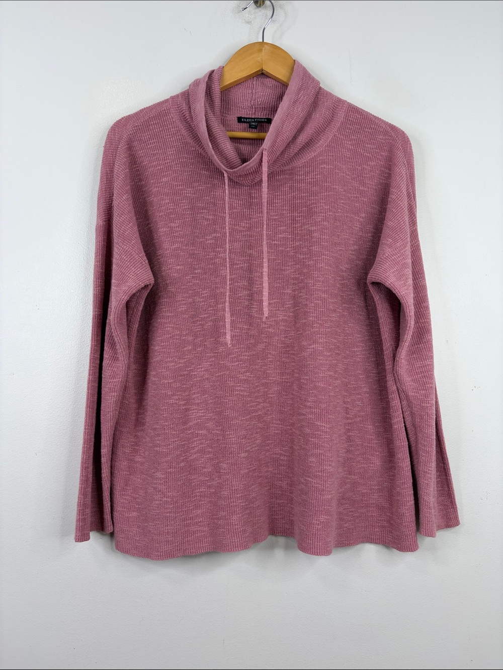 Eileen Fisher Sweater Womens Small Rose Pink Linen Cotton Cowl Neck Loose Fit